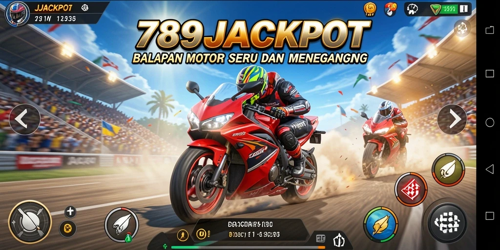 Gameplay seru dari 789JACKPOT dengan balapan motor yang menegangkan.