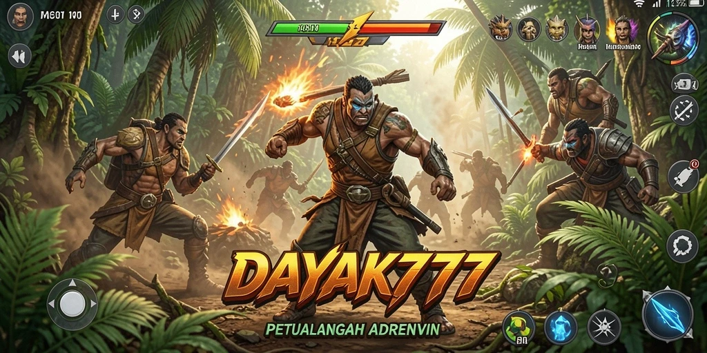 Tampilan aksi yang mendebarkan dari game DAYAK777.