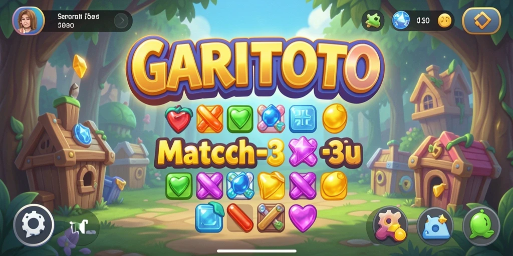 Tangkapan layar utama GARITOTO menampilkan gameplay seru Match-3 yang menantang.