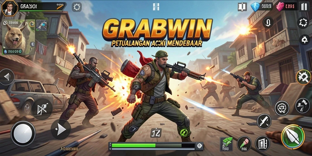 Tampilan aksi seru di GRABWIN dengan grafis menawan.