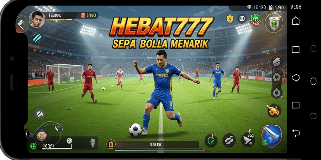 Tampilan utama HEBAT777 memperlihatkan aksi seru pertandingan sepak bola.