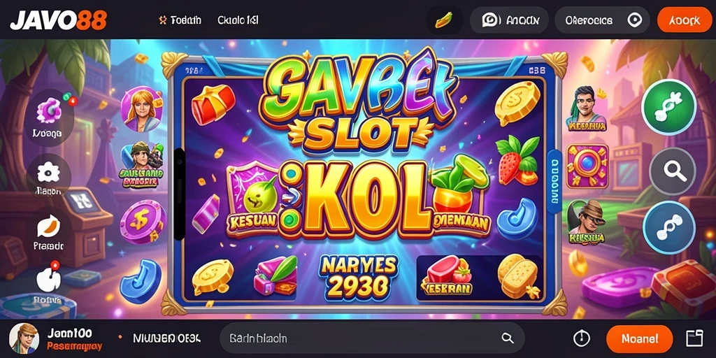 Tampilan gameplay slot JAVO88 yang menarik dan penuh warna.