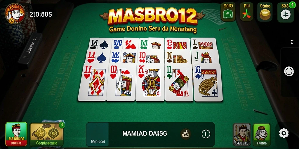 Screenshot gameplay MASBRO12 menampilkan pertempuran domino yang seru.