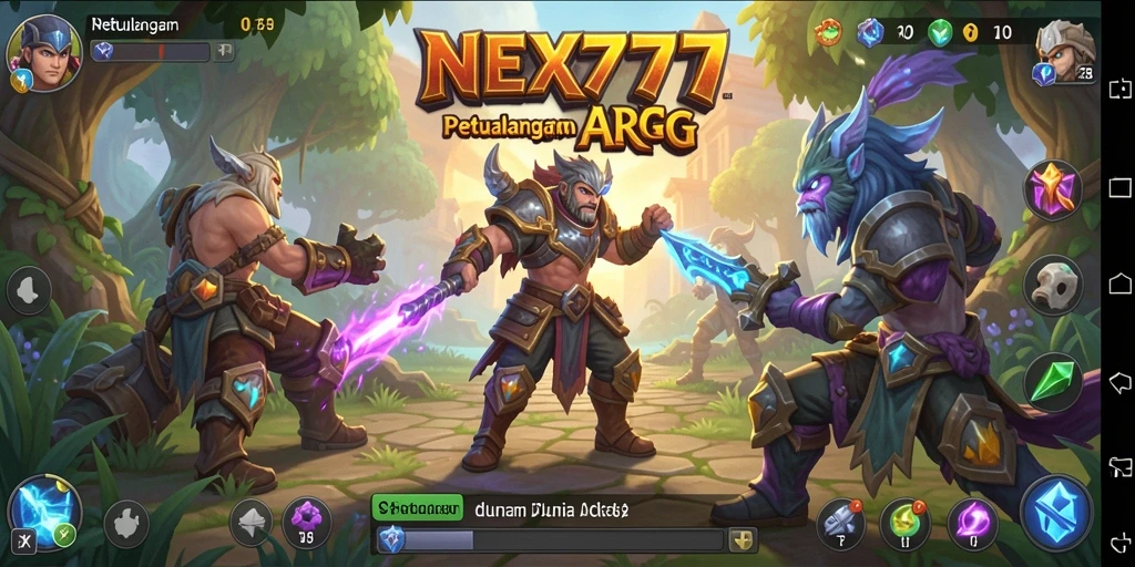 Tampilan gameplay seru dalam NEX777 dengan aksi pertarungan yang mendebarkan.