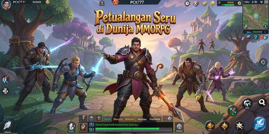Screenshot PCX777 menampilkan aksi pertempuran epik dalam dunia MMORPG.