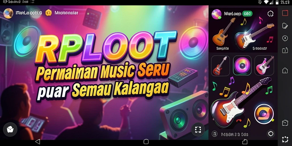Screenshot gameplay RPLOOT dengan pesta musik yang seru.
