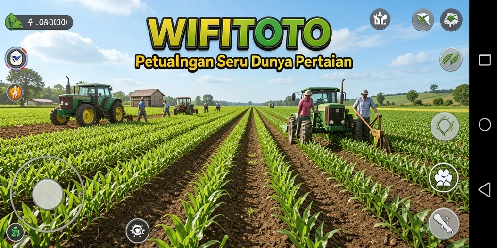 Tangkapan layar gameplay <strong>WIFITOTO</strong> yang menunjukkan aktivitas bertani dan panen.